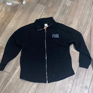 PINK NWT oversized Black Zip Up Sweatshirt Size S